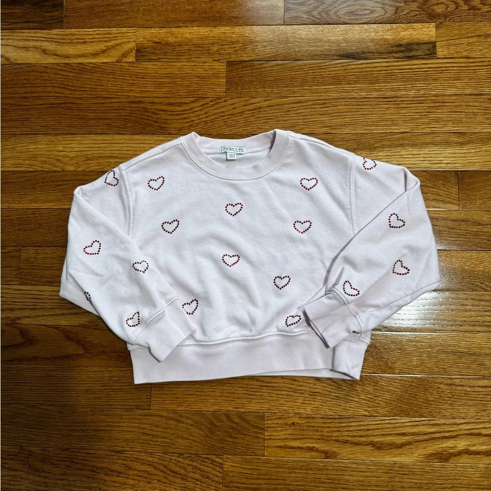 Crewcuts Crystal Hearts Pink Sweatshirt Size XS(4-5)